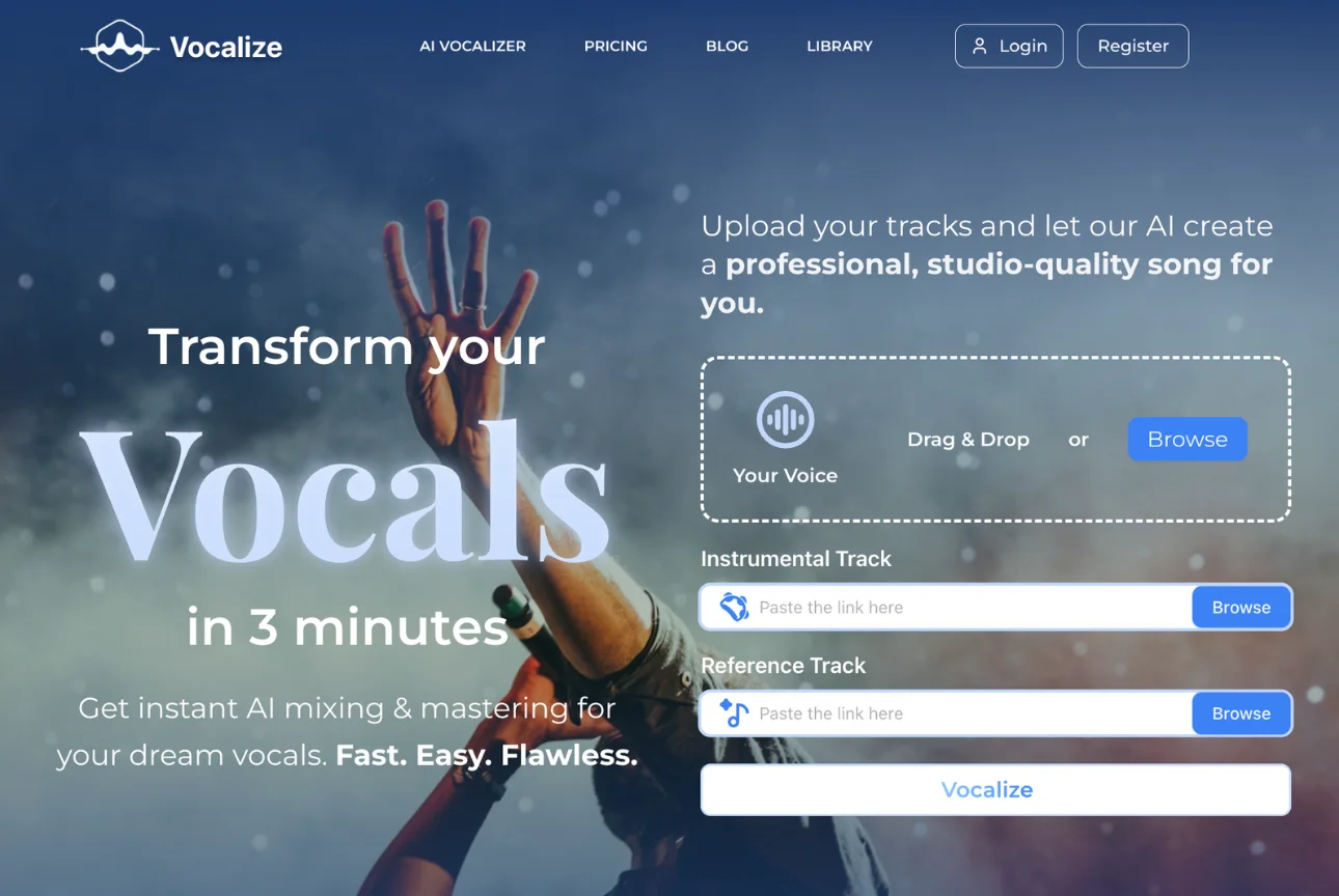 Vocalize AI audio platform interface