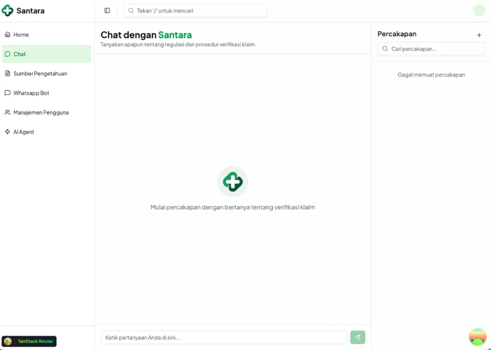 Santara AI claims assistant interface